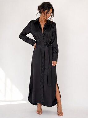 Banana Republic Muse Black 100% Silk Dress Size X Small